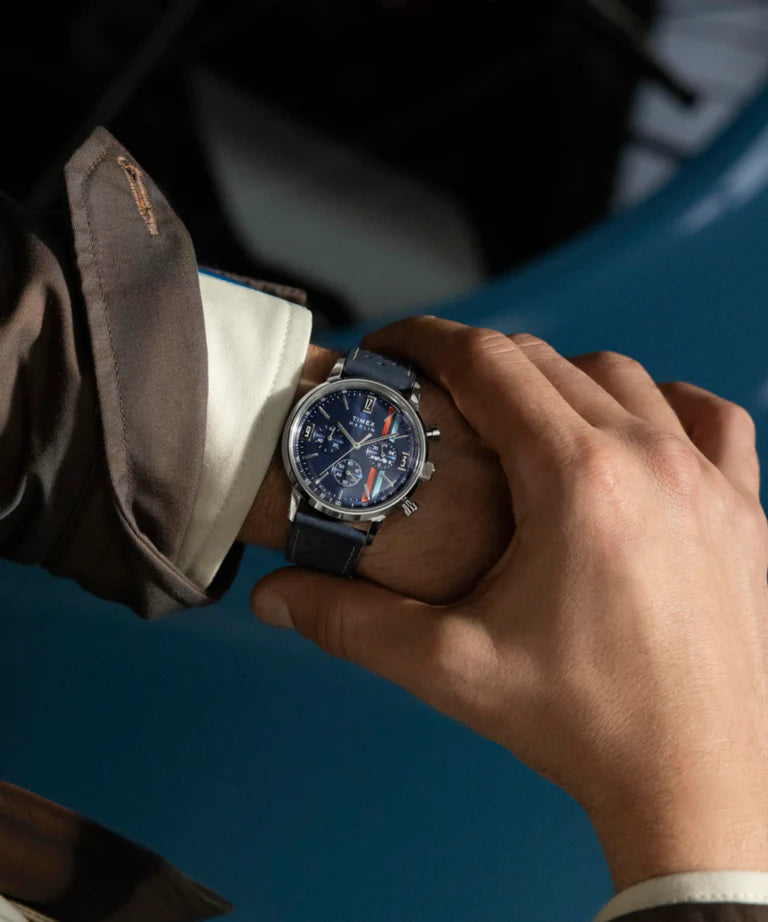 Marlin® Chronograph Tachymeter 40mm Leather Strap Watch