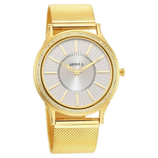 Titan Nebula Vintage Samrat 18k Gold Analog Milanese Strap with Diamonds Watch for Men