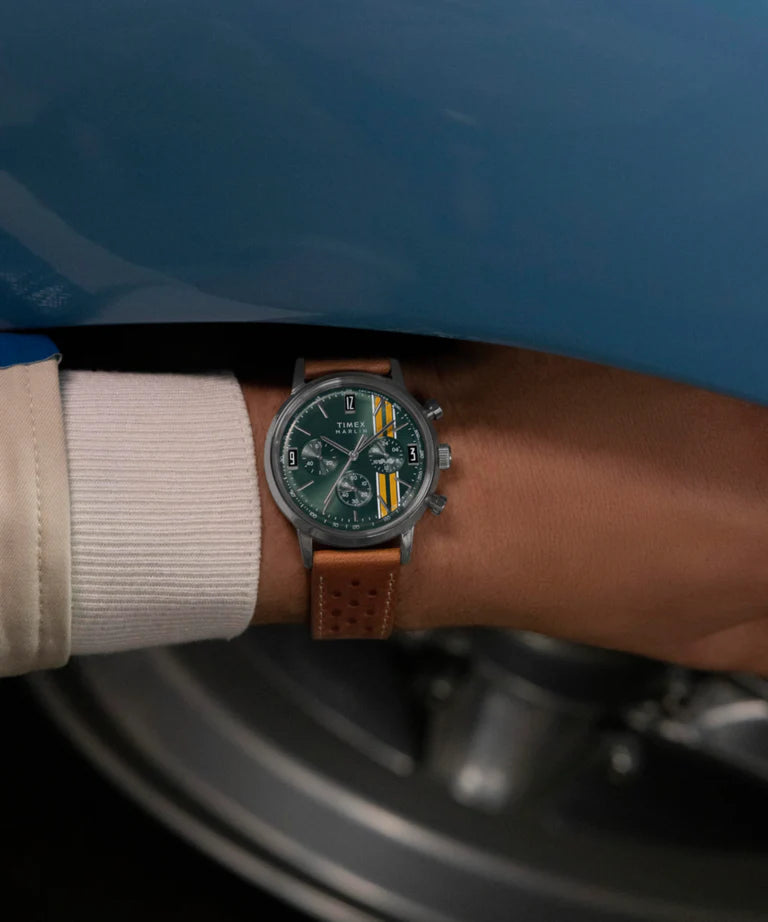 Marlin® Chronograph Tachymeter 40mm Leather Strap Watch