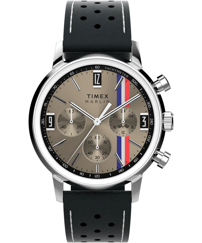 Marlin® Chronograph Tachymeter 40mm Leather Strap Watch