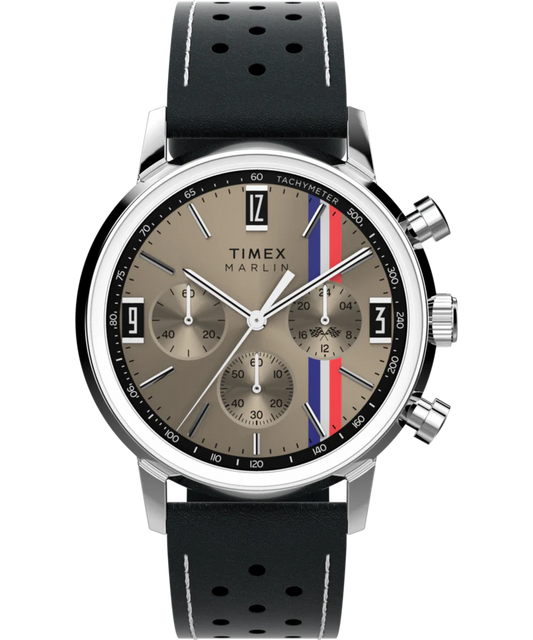 Marlin® Chronograph Tachymeter 40mm Leather Strap Watch