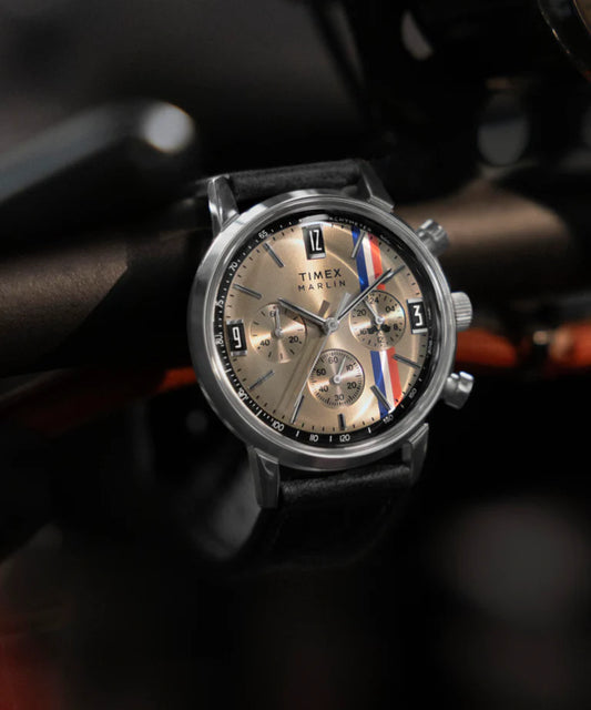 Marlin® Chronograph Tachymeter 40mm Leather Strap Watch
