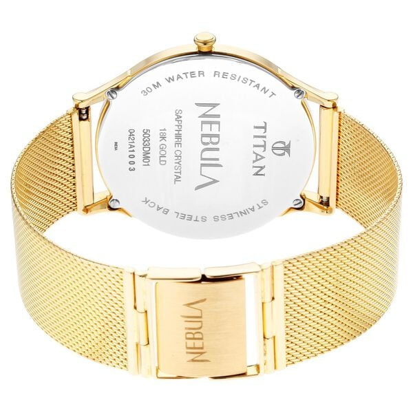 Titan Nebula Vintage Samrat 18k Gold Analog Milanese Strap with Diamonds Watch for Men