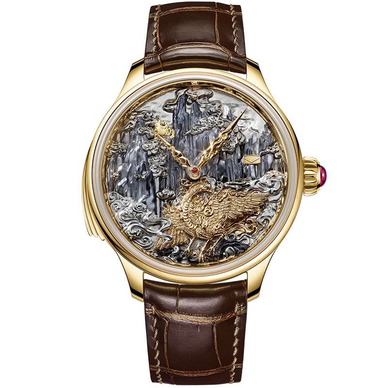 Tourbillon | Three-Legged Golden Crow | Minute Repeater | Gold-Carved | Automaton | 46mm