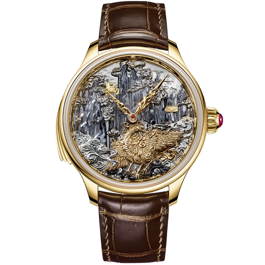 Tourbillon | Three-Legged Golden Crow | Minute Repeater | Gold-Carved | Automaton | 46mm