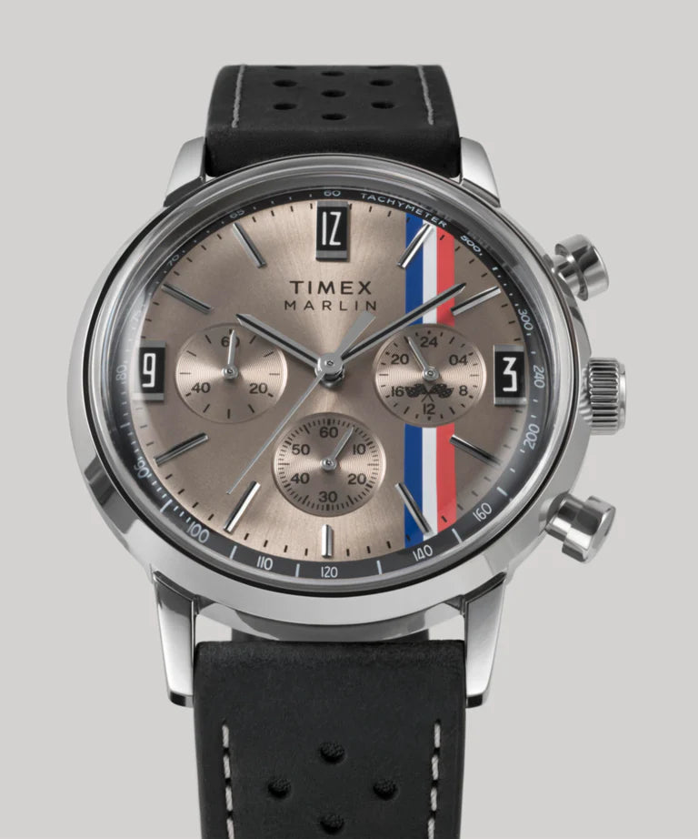 Marlin® Chronograph Tachymeter 40mm Leather Strap Watch