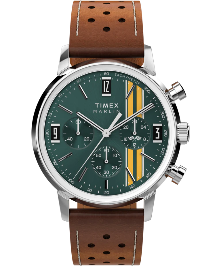 Marlin® Chronograph Tachymeter 40mm Leather Strap Watch