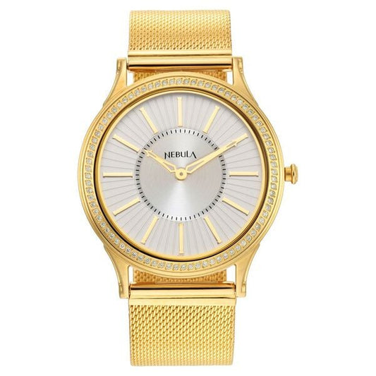 Titan Nebula Vintage Samrat 18k Gold Analog Milanese Strap with Diamonds Watch for Men
