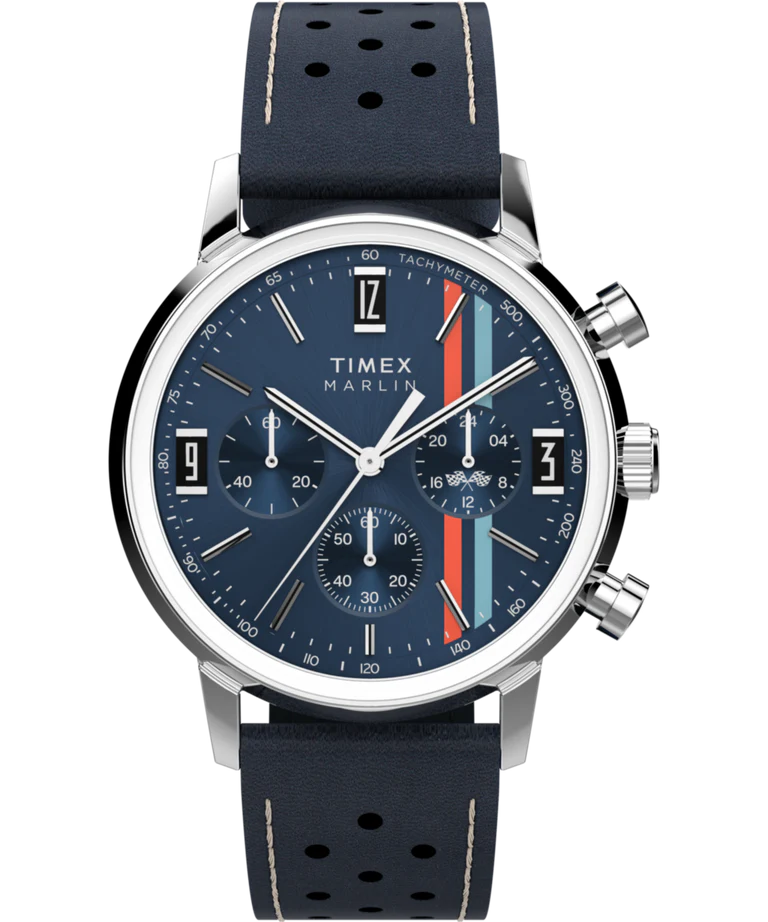 Marlin® Chronograph Tachymeter 40mm Leather Strap Watch