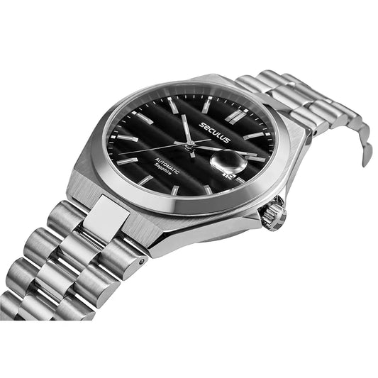 Automatic Men's Watch Transparent Background Black Display