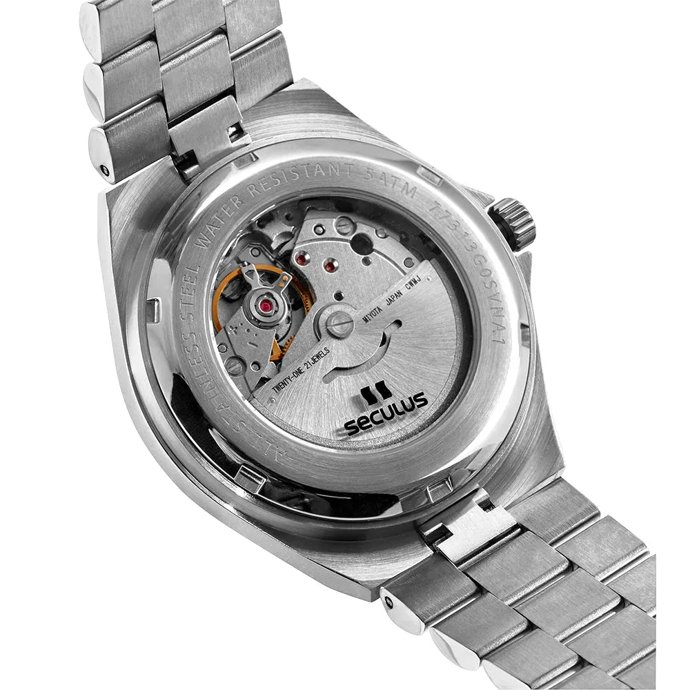 Automatic Men's Watch Transparent Background Black Display