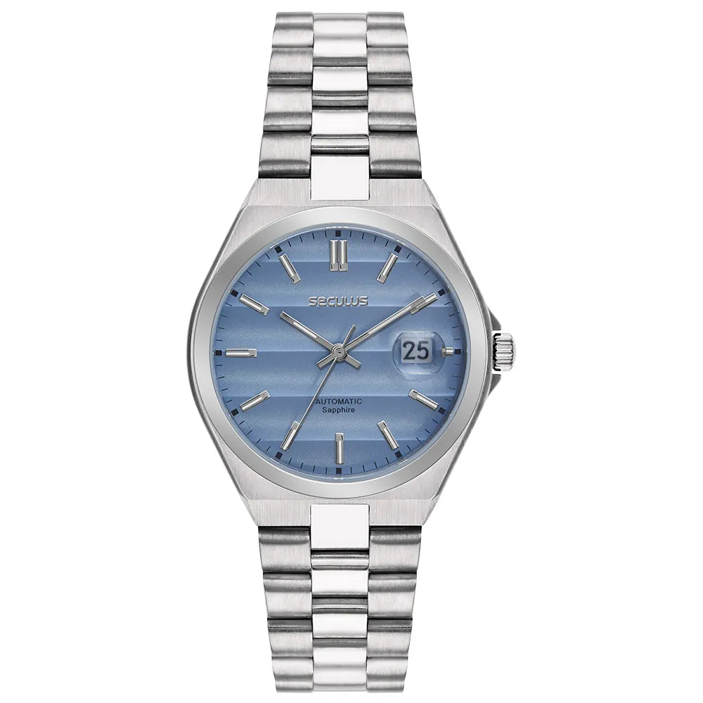 Automatic Men's Watch Transparent Background Blue Sapphire Display