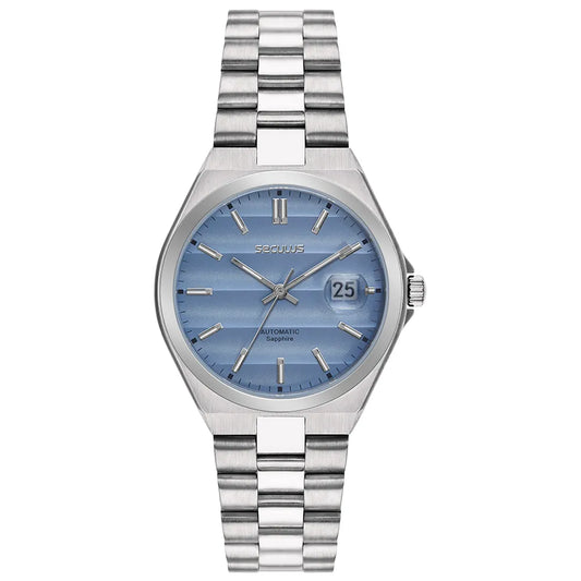 Automatic Men's Watch Transparent Background Blue Sapphire Display