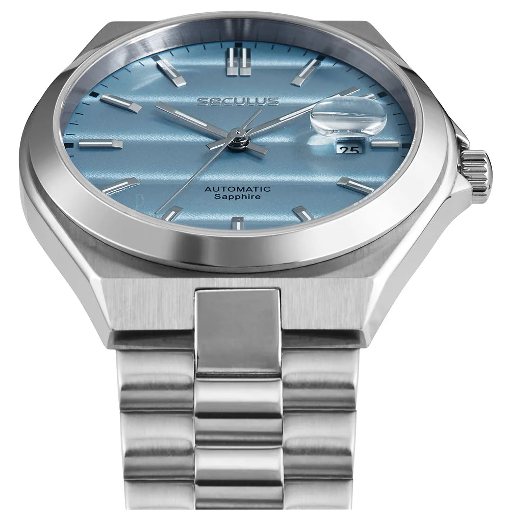 Automatic Men's Watch Transparent Background Blue Sapphire Display