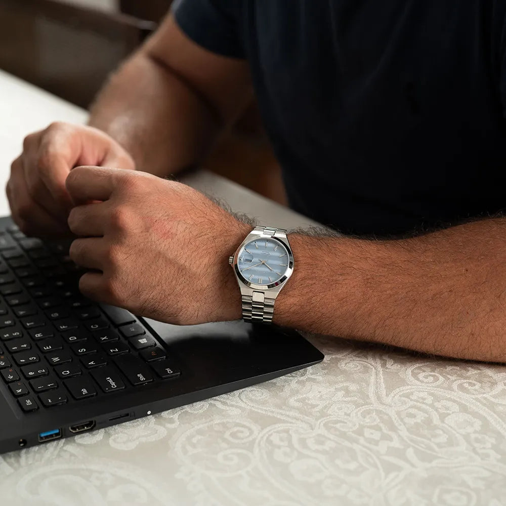 Automatic Men's Watch Transparent Background Blue Sapphire Display