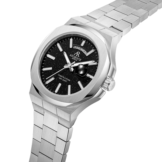 SILVER/BLACK PLAIN CONSTELLATION DAY DATE